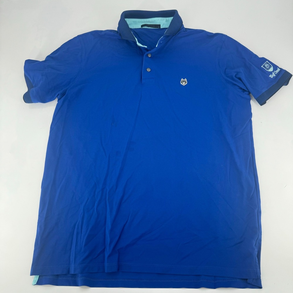 Greyson Mens Wolf Creek Golf Polo Shirt Blue Short Sleeve Size Large